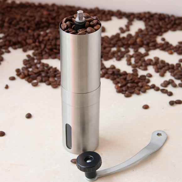 Silver Coffee Grinder Mini Stainless Steel Hand Manual Handmade Coffee Bean Burr